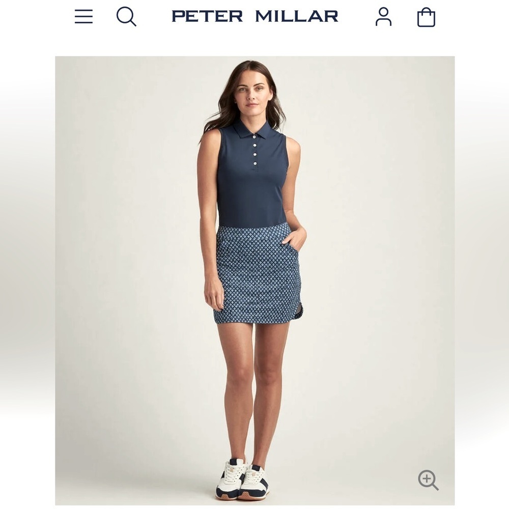 NWOT Peter Millar Alice Petal Hem Skort Skirt 16” Golf Tennis Navy Small